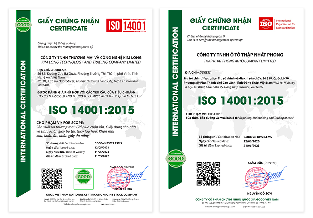 ISO 14001 cấp bởi Goodvietnam