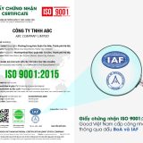 Giấy chứng nhận ISO 9001:2015 được Good Việt Nam cấp công nhận quốc tế thông qua dấu BoA và IAF