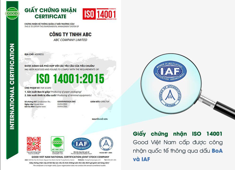 chung nhan iso 14001 good viet nam iaf