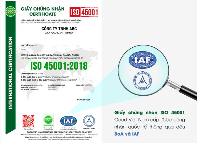 Chứng nhận ISO 45001 của Good Việt Nam được công nhận IAF