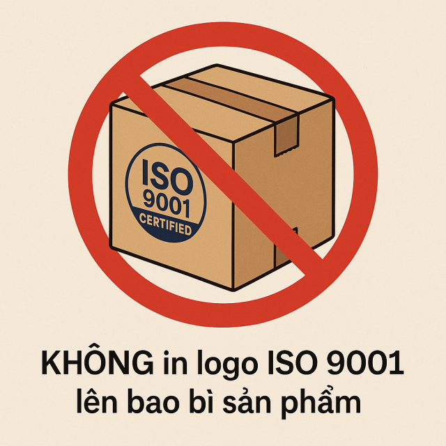 khong in logo iso 9001 len bao bi san pham