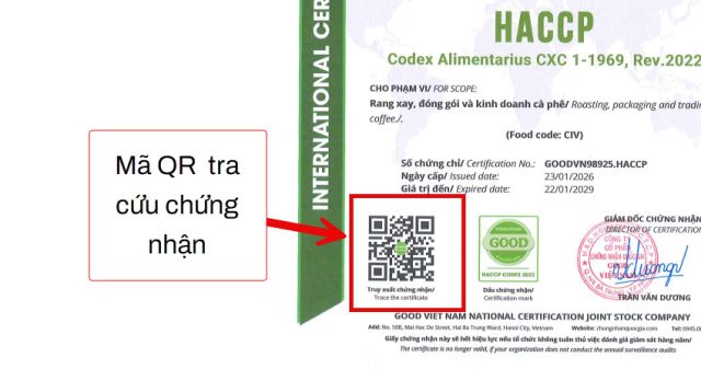 Mã QR tra cứu chứng nhận