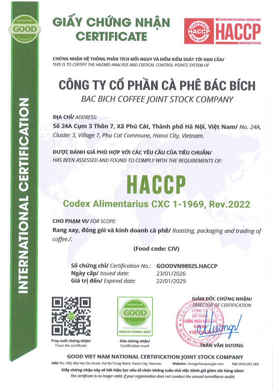 Mẫu giấy chứng nhận HACCP mới nhất 2026